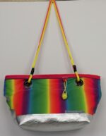 Sac de plage à rayures orange-bleu et vinyl