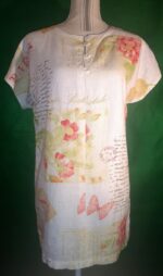 Tunique en lin motifs vert-orangés