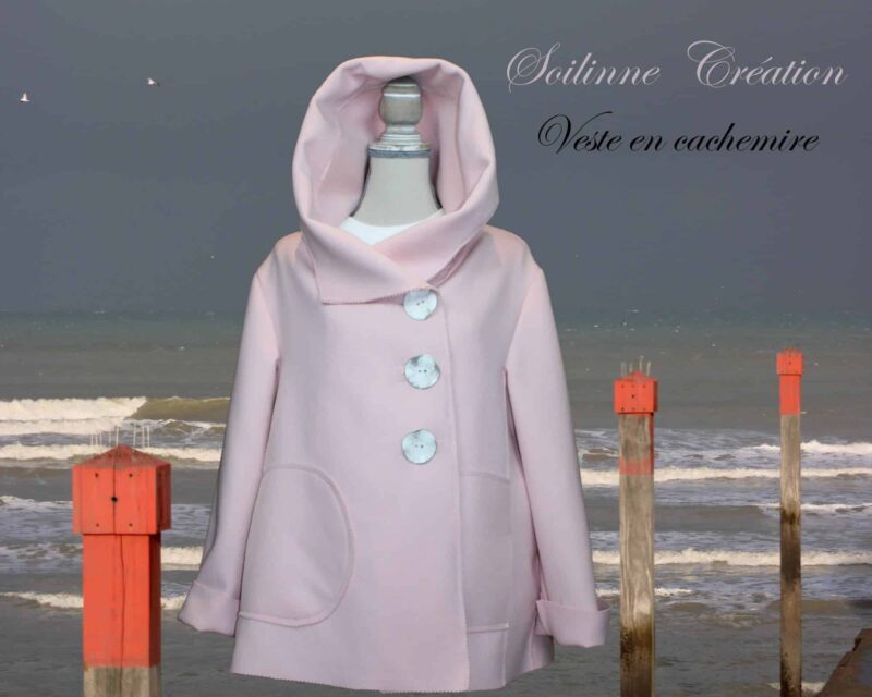 VESTE EN CACHEMIRE ROSE POUDRE